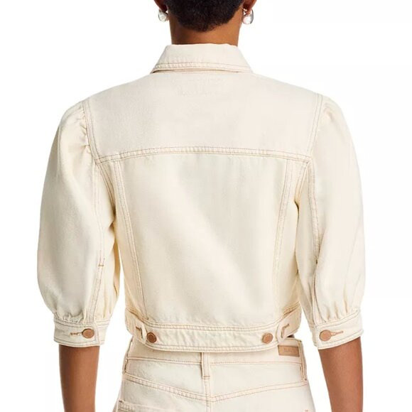 Blank NYC Cake Topper | Puff Sleeve Cream Denim Jacket | Sz M | *New w Tag* - Picture 3 of 8